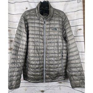 The North Face Quilted Thermoball Puffer Mens Jacket XL Gray Full Zip